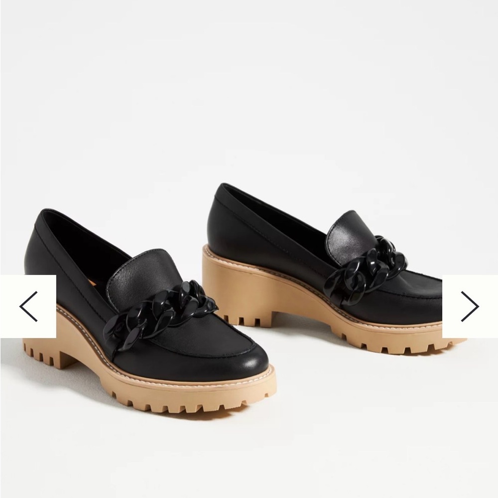 Dolce Vita Black Loafers with Chunky Tan Sole